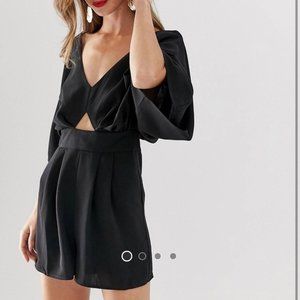 NWOT ASOS Design Romper with Kimono Sleeve and Cut Out in Black